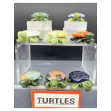 Set of 8 Hand-Carved Gemstone "Patchwork" Turtles - Natural Mixed Crystals