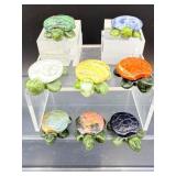 Set of 8 Hand-Carved Gemstone "Patchwork" Turtles - Natural Mixed Crystals
