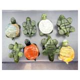 Set of 8 Hand-Carved Gemstone "Patchwork" Turtles - Natural Mixed Crystals