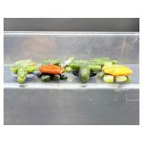 Set of 8 Hand-Carved Gemstone "Patchwork" Turtles - Natural Mixed Crystals