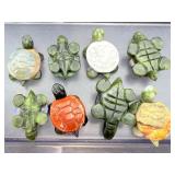 Set of 8 Hand-Carved Gemstone "Patchwork" Turtles - Natural Mixed Crystals