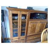 Oak entertainment center. No accessories included. As shown. CASH ON SITE ONLY. PICKUP IS MONDAY MAY 11TH FROM 11 AM TO 4 PM. REGARDLESS WHAT THE SCHEDULE STATES.