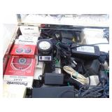 Box of electronics & a tin of electronics. As shown. CASH ON SITE ONLY. PICKUP IS MONDAY MAY 11TH FROM 11 AM TO 4 PM. REGARDLESS WHAT THE SCHEDULE STATES.