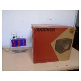 Kicker sub speaker. New in the box. As shown. CASH ON SITE ONLY. PICKUP IS MONDAY MAY 11TH FROM 11 AM TO 4 PM. REGARDLESS WHAT THE SCHEDULE STATES.