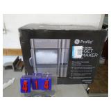 GE profile large ice maker. As shown. Appeasr new in the box. CASH ON SITE ONLY. PICKUP IS MONDAY MAY 11TH FROM 11 AM TO 4 PM. REGARDLESS WHAT THE SCHEDULE STATES.