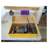 Box of wakie talkie radios. As shown. CASH ON SITE ONLY. PICKUP IS MONDAY MAY 11TH FROM 11 AM TO 4 PM. REGARDLESS WHAT THE SCHEDULE STATES.