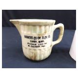 Antique Spongeware Advertising Pitcher and an Old Whiskey Jug