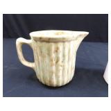 Antique Spongeware Advertising Pitcher and an Old Whiskey Jug