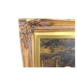 Signed Oil on Canvas of Children Dancing in a Real Wood Hand Carved Frame