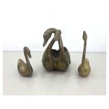 Collection of 8.5" Tall Brass Geese Figurines