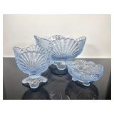 Vintage Mosser Glass Footed Bowl 3 Piece Set