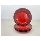 4 Le Creuset Cerise Cherry 12" Dinner Plates