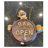 vintage "Bar is Open" sign
