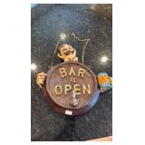 vintage "Bar is Open" sign