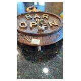 vintage "Bar is Open" sign