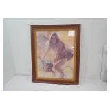 Vintage 1970s Framed Art Print "Laguna Girl On Bike" by Artist Frank Tauriello 27.5"x33.5"