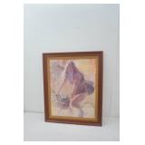 Vintage 1970s Framed Art Print "Laguna Girl On Bike" by Artist Frank Tauriello 27.5"x33.5"