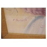 Vintage 1970s Framed Art Print "Laguna Girl On Bike" by Artist Frank Tauriello 27.5"x33.5"