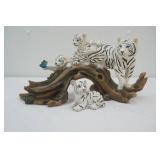 Resin White Tiger Family Wildlife Figurines
