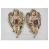 Resin Angel Wall Sconce Candle Holders 13.5" tall