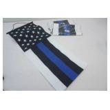 New Police Flags (3ct) Police Porch Banners. Black & Blue