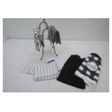 New Kitchen Hand Towels & Metal Rack. Black & White Color Theme