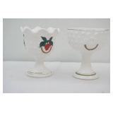 Vintage 1963 Relpo Ceramic White Hobnail Chalice Planters. Samson Imports. 5320A; 5320B. MCM