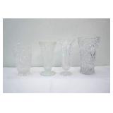 Collection of Vintage Cut & Pressed Crystal Glass Vases