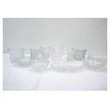 Collection of Vintage Cut & Pressed Crystal Glass Pieces: Including a couple pieces of the "States" pattern by US Glass Co - light grey color