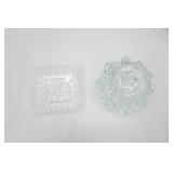 Vintage Crystal & Clear Glass Pieces. Small Candlestick Holders, Etched, Pressed, Light Smoke Color Ice Bucket