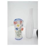 Collection of Glass & Ceramic Vases. Lusterware, Colored Glass and more