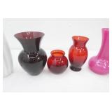 Collection of Glass & Ceramic Vases. Lusterware, Colored Glass and more