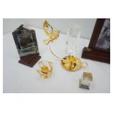 Collectibles Lot Crystal Delight 24K gold-plated tea-light candle holders, stained glass window suncatchers, inspirational decor, free standing photo frame and more