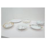 Vintage Fine China, Gold Rimmed, Casserole, Glass Serving Bowl with Gold Rim, Large Platter