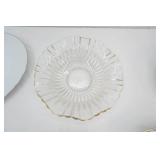 Vintage Fine China, Gold Rimmed, Casserole, Glass Serving Bowl with Gold Rim, Large Platter