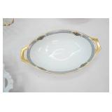 Vintage Fine China, Gold Rimmed, Casserole, Glass Serving Bowl with Gold Rim, Large Platter