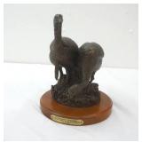Bronze "Double Take" turkey sculpture by Brad Williams for Whitetails Unlimited. 9" tall 7.5" diameter base