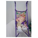 Vintage Toy High Chair, Toy Stroller, Toy Dolls Wagon, Stuffed Animals, Baby Doll and More