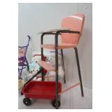 Vintage Toy High Chair, Toy Stroller, Toy Dolls Wagon, Stuffed Animals, Baby Doll and More