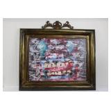 Abstract Painting in Ornate Carved Frame with Crest