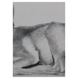 George Arnold - Graphite Drawing of a Greyhound in Profile Approximately 15" x 13"