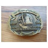 1989 North Dakota Centennial Brass Belt Buckle