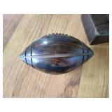Neat Carved Wooden Football & Stand - Very Heavy