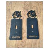 (2) Fighting Sioux Metal Switch Plates