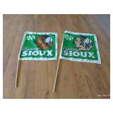 (2) Small Fighting Sioux Flags