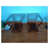 (2) Nice Glass & Wood End Tables