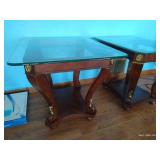 (2) Nice Glass & Wood End Tables