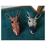 (2) Wooden African Animals Wall Hangings