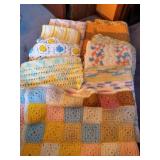 (9) Afghan Blankets - Mostly Baby/Lap Sized