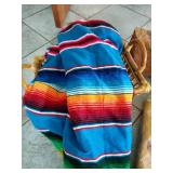 Mexican Blanket, Large Rock, New Rug & Replica Pot